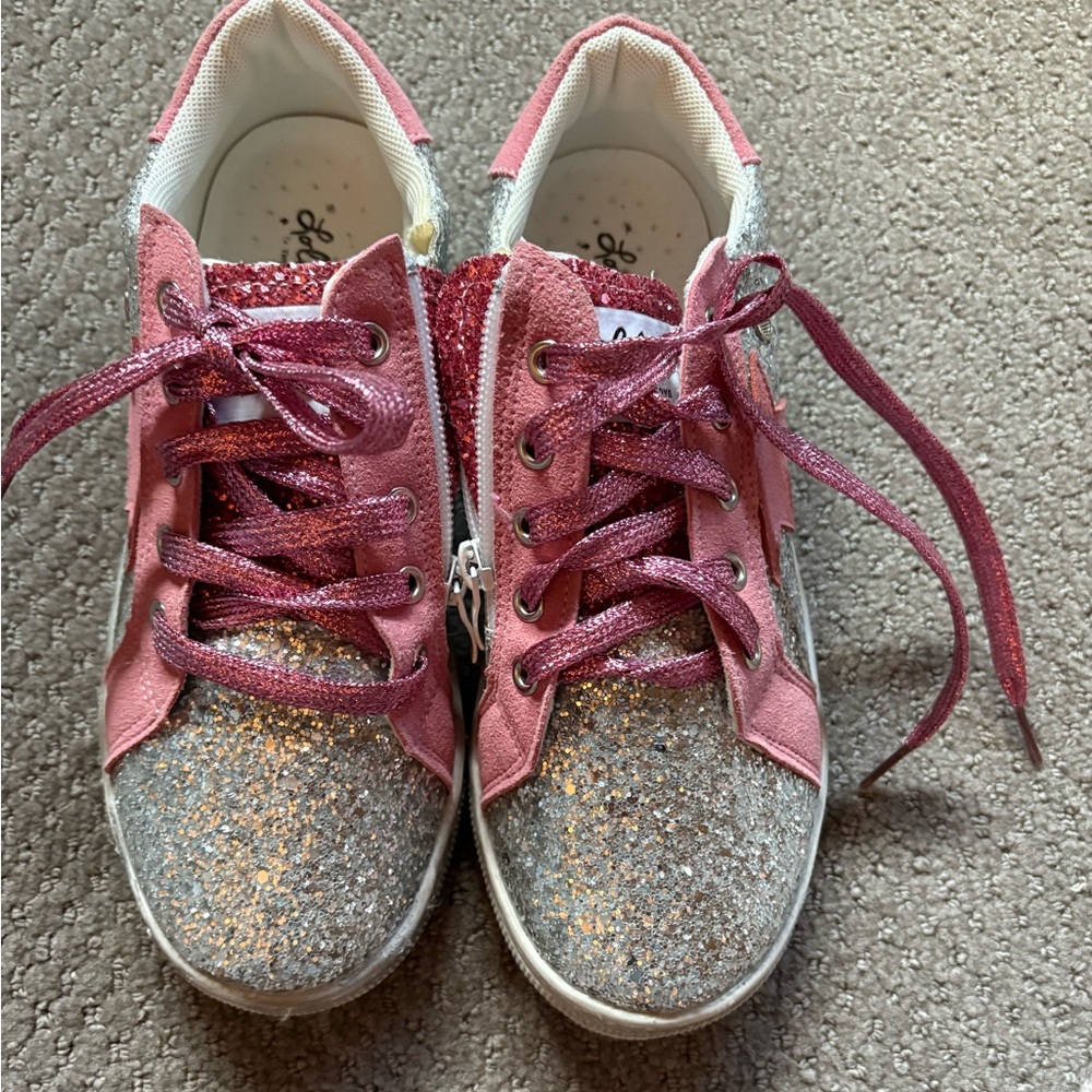 New Lola & The Boys Pink and Silver Glitter Kids Shoes